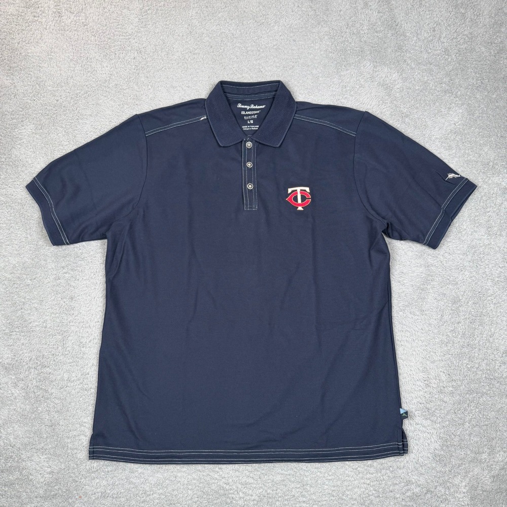 Tommy Bahama‎ Mens Minnesota Twins IslandZone Supima Polo Shirt Navy Blue L